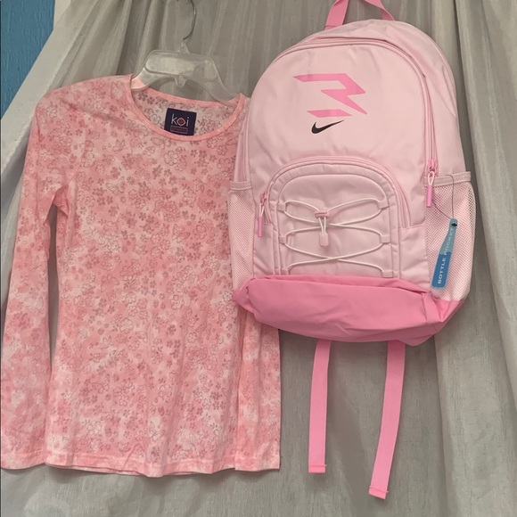 Nike Pink Backpack with Floral Shirt - Picture 1 of 9